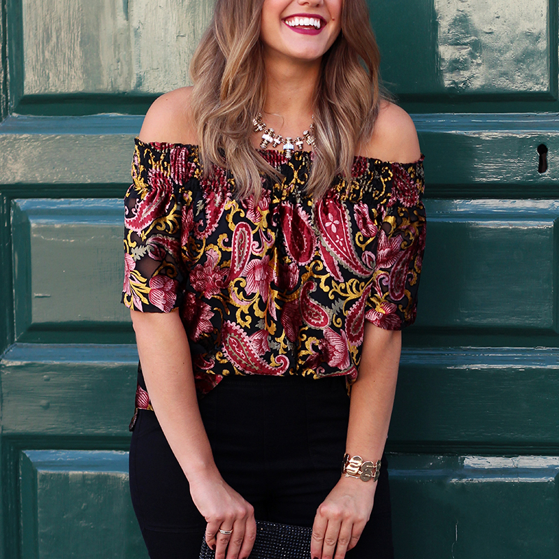 Anthropologie Off The Shoulder Top Outfit | Monica Beatrice Welburn | The Elgin Avenue Blog
